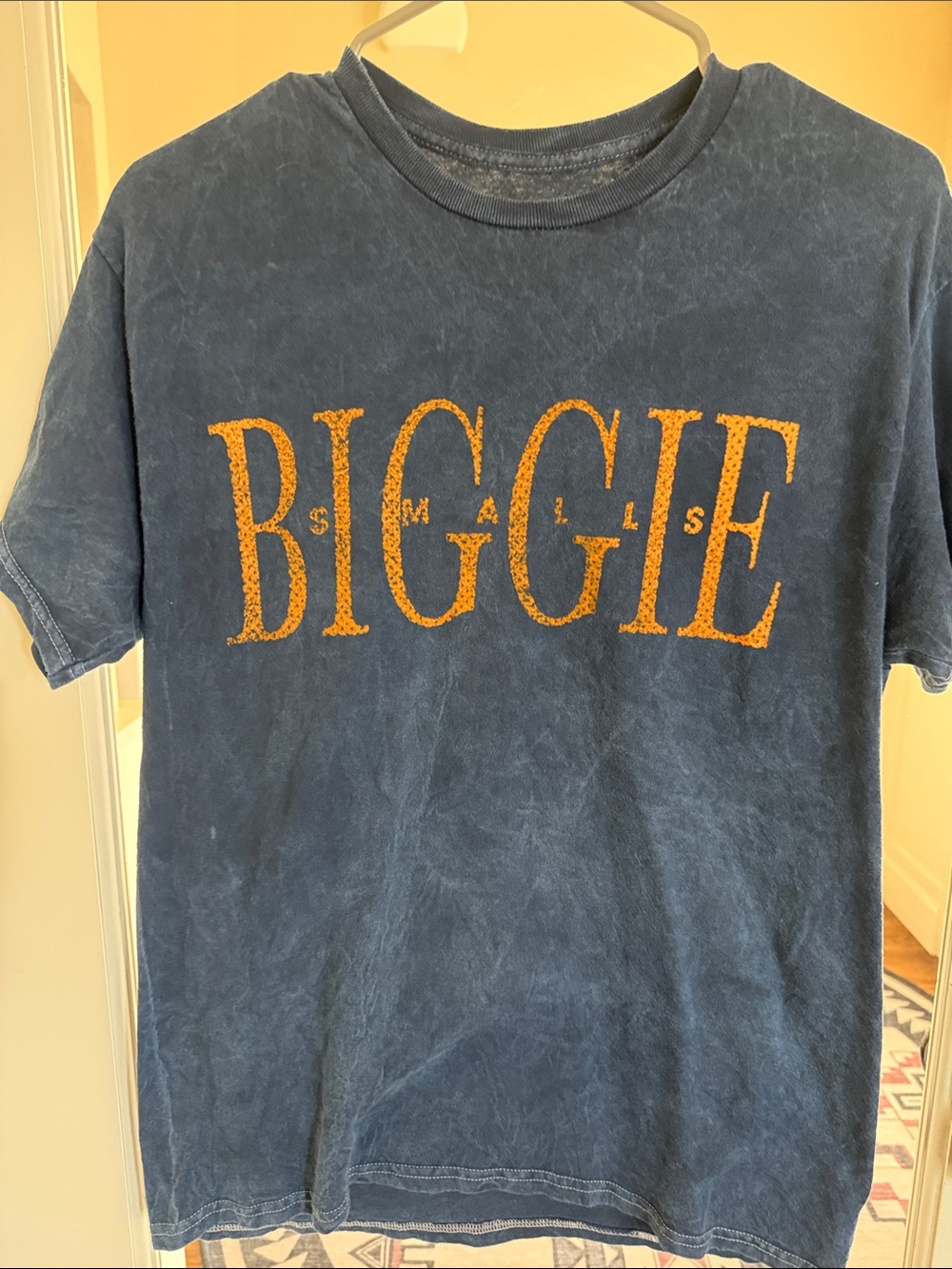 Men’s Biggie Graphic Tee - Navy acid wash color size medium